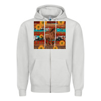 Dove Grey western horse and sunflowers cowhide leopard with aztec Zipper Hoodie - Artiststas