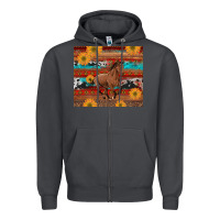 Smoke western horse and sunflowers cowhide leopard with aztec Zipper Hoodie - Artiststas