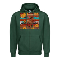 Sports Green western horse and sunflowers cowhide leopard with aztec Zipper Hoodie - Artiststas