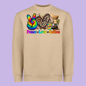 Peace Love  Coffee Heavyweight Sweatshirt Designed By Zillion Design Studio