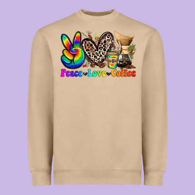 Peace Love  Coffee Heavyweight Sweatshirt Designed By Zillion Design Studio