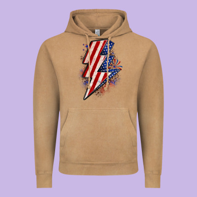 Leopard American Flag Lightning Bolt Vintage Hoodie Designed By Zillion Design Studio