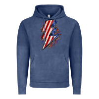 Vintage Denim leopard american flag lightning bolt Vintage Hoodie - Zillion Design Studio