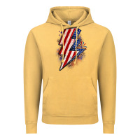 Vintage Mustard leopard american flag lightning bolt Vintage Hoodie - Zillion Design Studio
