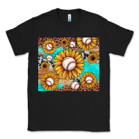 Black baseball leopard turquoise sunflower Classic Tee - JahusDesignShop