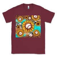 Burgundy baseball leopard turquoise sunflower Classic Tee - JahusDesignShop
