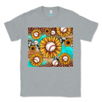 Heather Grey baseball leopard turquoise sunflower Classic Tee - JahusDesignShop