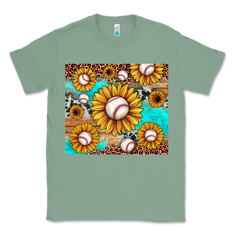 Baseball Leopard Turquoise Sunflower Classic Tee by JahusDesignShop | Teevron