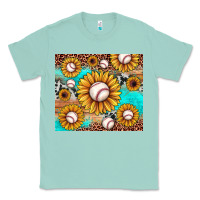 Seafoam baseball leopard turquoise sunflower Classic Tee - JahusDesignShop