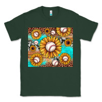 Sports Green baseball leopard turquoise sunflower Classic Tee - JahusDesignShop