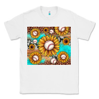 White baseball leopard turquoise sunflower Classic Tee - JahusDesignShop