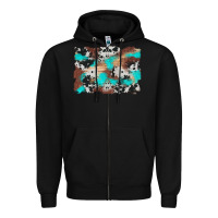 Black western cowhide turquoise and wood background Zipper Hoodie - Artiststas