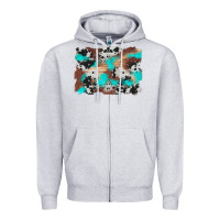 Heather Grey western cowhide turquoise and wood background Zipper Hoodie - Artiststas