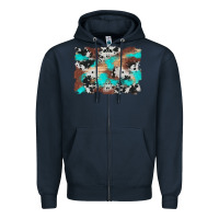 Navy western cowhide turquoise and wood background Zipper Hoodie - Artiststas