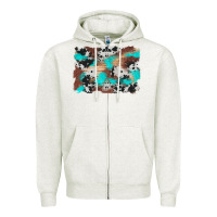 Oatmeal Heather western cowhide turquoise and wood background Zipper Hoodie - Artiststas