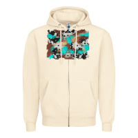Sandshell western cowhide turquoise and wood background Zipper Hoodie - Artiststas