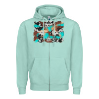 Seafoam western cowhide turquoise and wood background Zipper Hoodie - Artiststas