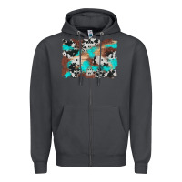 Smoke western cowhide turquoise and wood background Zipper Hoodie - Artiststas
