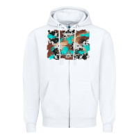 Western Cowhide Turquoise And Wood Background Zipper Hoodie | Teevron