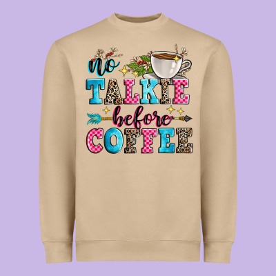 No Talkie Before Coffee Heavyweight Sweatshirt Designed By Zillion Design Studio