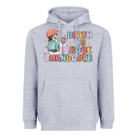 Heather Grey death by book hangover Heavyweight Hoodie - MaliasSmallBusiness