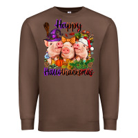 Chestnut Happy Hallothanksmas Pigs Premium Sweatshirt - NancyCooperArtShop