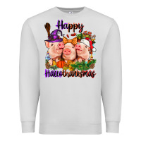 Dove Grey Happy Hallothanksmas Pigs Premium Sweatshirt - NancyCooperArtShop