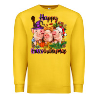 Lemon Happy Hallothanksmas Pigs Premium Sweatshirt - NancyCooperArtShop
