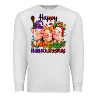 Oatmeal Heather Happy Hallothanksmas Pigs Premium Sweatshirt - NancyCooperArtShop