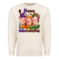 Sandshell Happy Hallothanksmas Pigs Premium Sweatshirt - NancyCooperArtShop