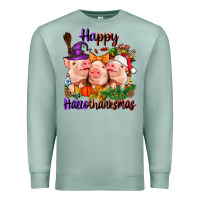 Seafoam Happy Hallothanksmas Pigs Premium Sweatshirt - NancyCooperArtShop