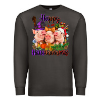 Smoke Happy Hallothanksmas Pigs Premium Sweatshirt - NancyCooperArtShop