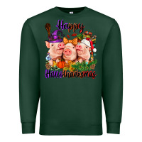Sports Green Happy Hallothanksmas Pigs Premium Sweatshirt - NancyCooperArtShop
