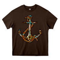 Chocolate Brown western anchor Heavy Core Tee - RacoonDesign