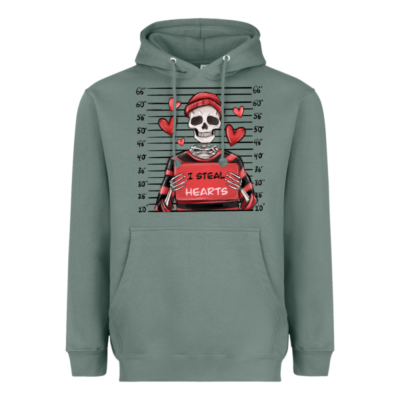 I Steal Hearts Skeleton Valentine's Day Heavyweight Hoodie by MaliasSmallBusiness | Teevron