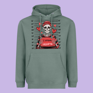 I Steal Hearts Skeleton Valentine's Day Heavyweight Hoodie Designed By Maliassmallbusiness
