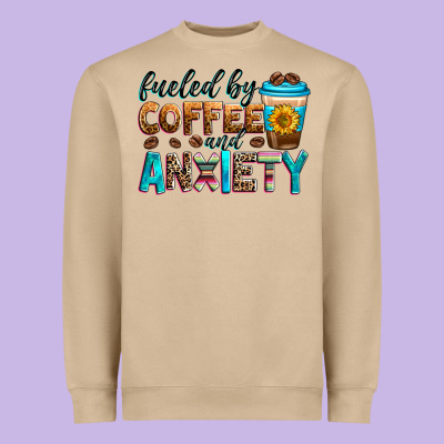 Fueled By Coffee And Anxiety Heavyweight Sweatshirt Designed By Zillion Design Studio