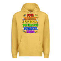 Antique Gold love respect freedom tolerance equality pride Premium Hoodie - LillyAllenDesigns