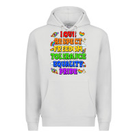 Dove Grey love respect freedom tolerance equality pride Premium Hoodie - LillyAllenDesigns