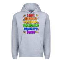 Heather Grey love respect freedom tolerance equality pride Premium Hoodie - LillyAllenDesigns