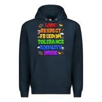 Navy love respect freedom tolerance equality pride Premium Hoodie - LillyAllenDesigns