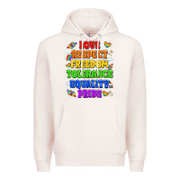 Pale Pink love respect freedom tolerance equality pride Premium Hoodie - LillyAllenDesigns