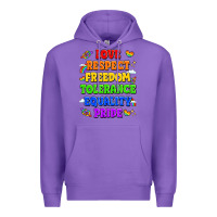Purple love respect freedom tolerance equality pride Premium Hoodie - LillyAllenDesigns