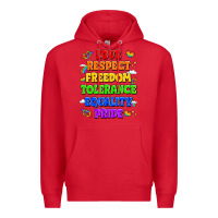 Red love respect freedom tolerance equality pride Premium Hoodie - LillyAllenDesigns