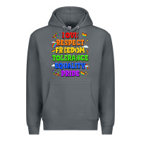 Rock love respect freedom tolerance equality pride Premium Hoodie - LillyAllenDesigns