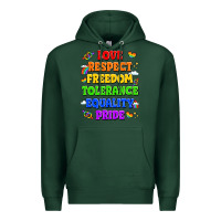 Sports Green love respect freedom tolerance equality pride Premium Hoodie - LillyAllenDesigns