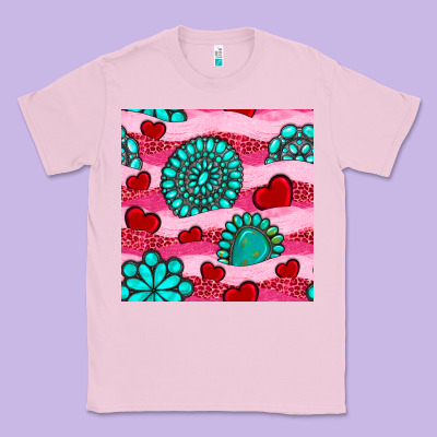 Valentines Day Turquoise Gemstone  And Hearts Classic Tee Designed By Bundleandbundleshop