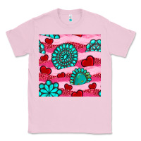 Bubblegum Pink valentines day turquoise gemstone  and hearts Classic Tee - BundleAndBundleShop