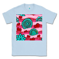 Dusty Blue valentines day turquoise gemstone  and hearts Classic Tee - BundleAndBundleShop