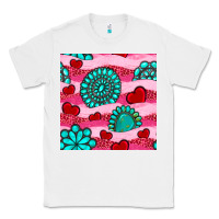 White valentines day turquoise gemstone  and hearts Classic Tee - BundleAndBundleShop